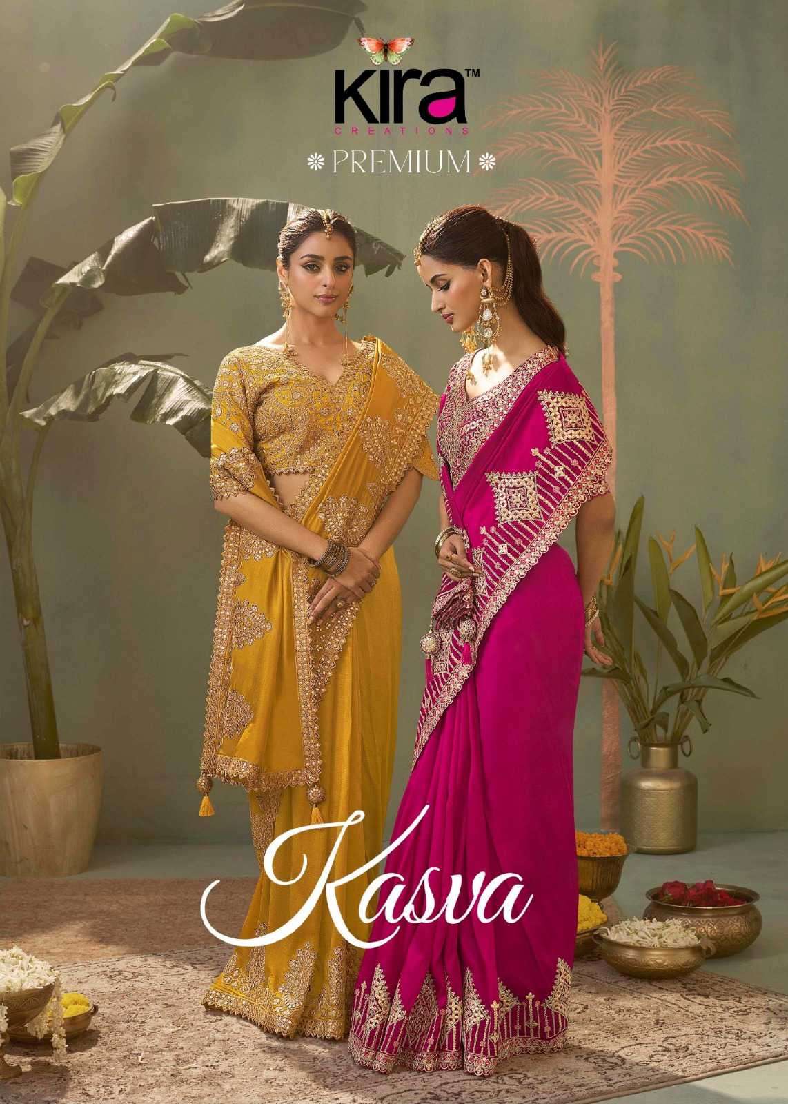 kashva by kira designer saree bamberg silk with work wholesale price surat