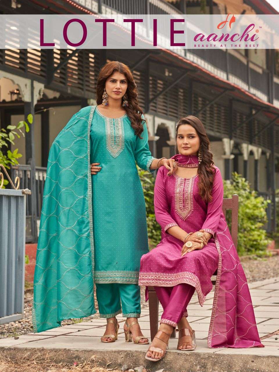 lottie by aanchi exclusive designer crystal silk readymade salwar kameez wholesale price surat