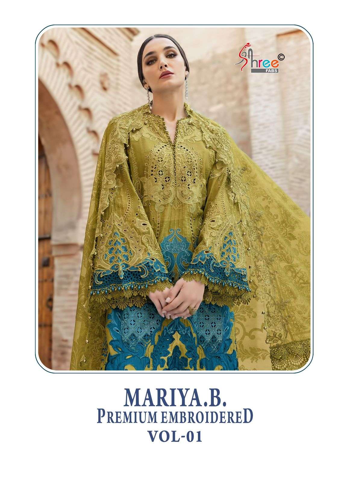maria b premium embroidred vol-1 by shree fabs pure cotton self embroidred salwar kameez wholesale supplier surat