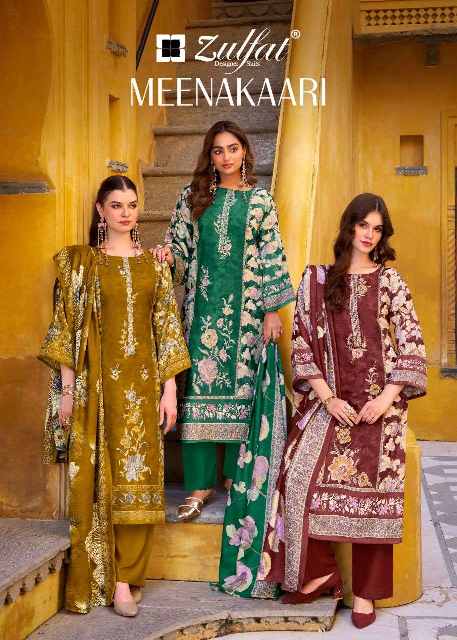 meenakaari by zulfat designer suit heavy embroidered designer cotton salwar kameez wholesale price surat