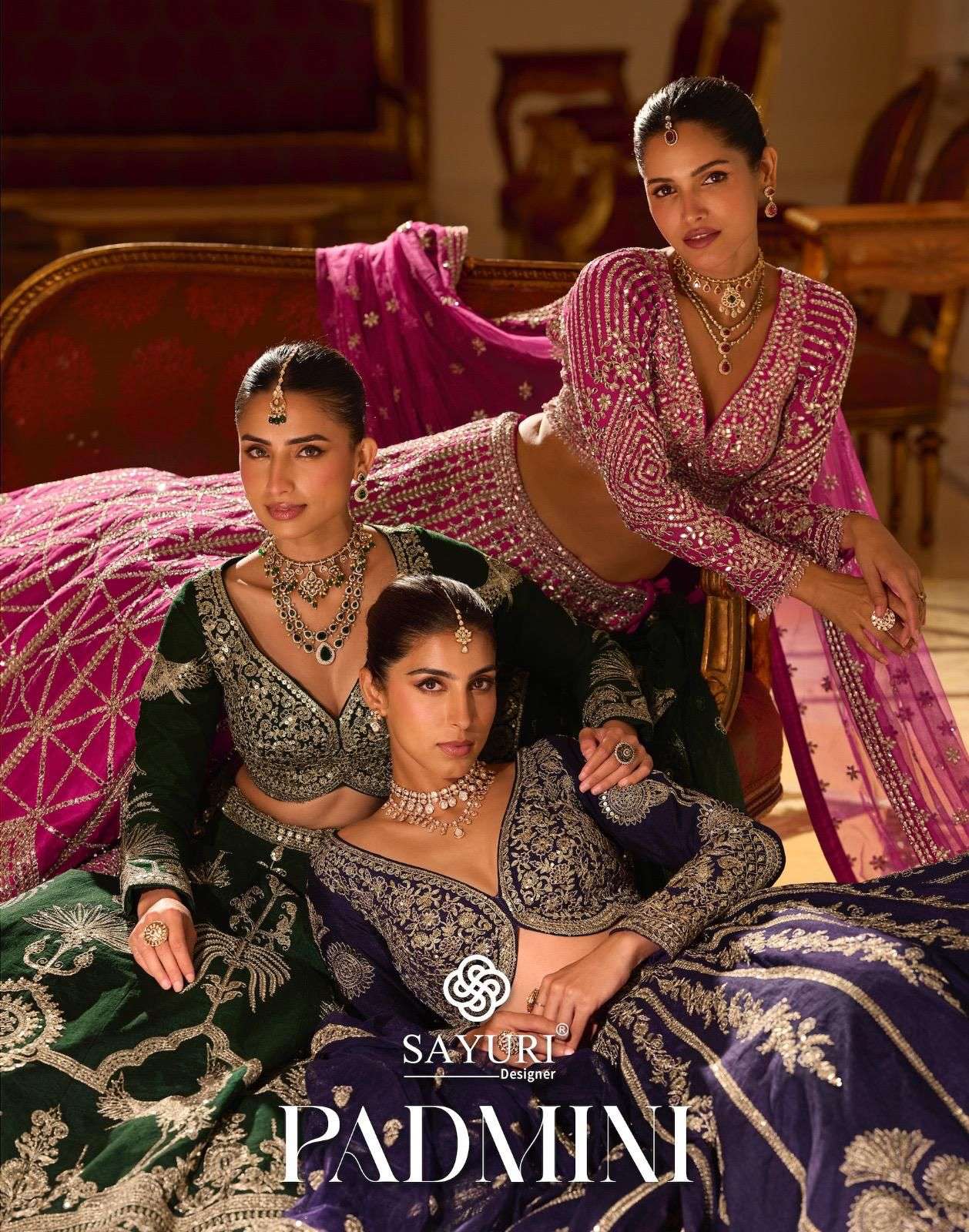 padmini by sayuri designer 10190-10192 series heavy hand mirror embroidered designer lehenga wholesale price surat