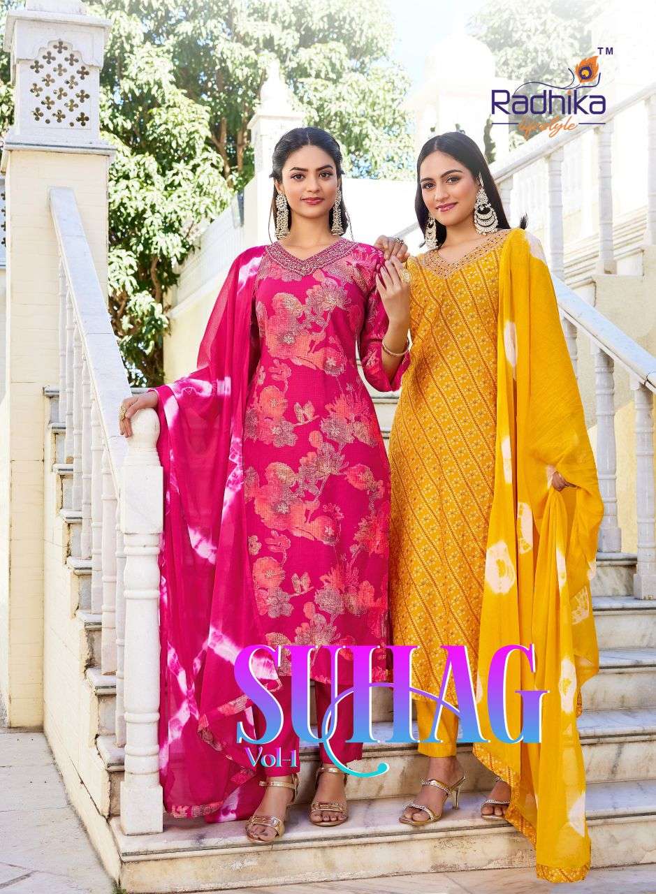 suhag vol-1 by radhika lifestyle 1001-1008 series berlin with fancy work salwar kameez wholesale price surat
