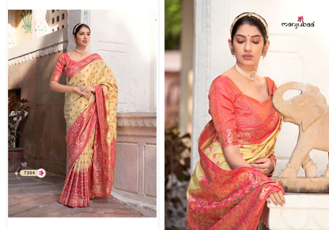 manjubaa maha lakshmi silk 7304 exclusive designer saree catalogue at best price supplier surat