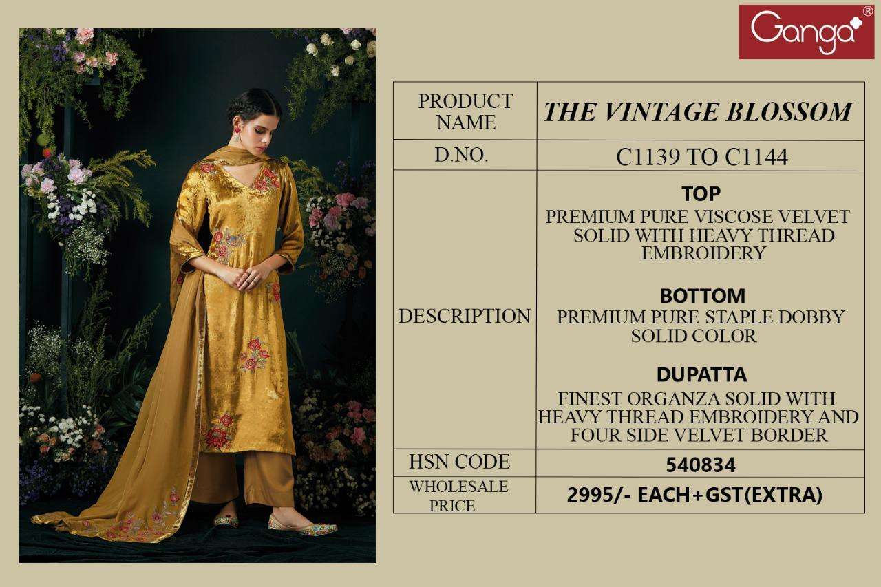 the vintage blossom b y ganga velvet premium viscose designer
