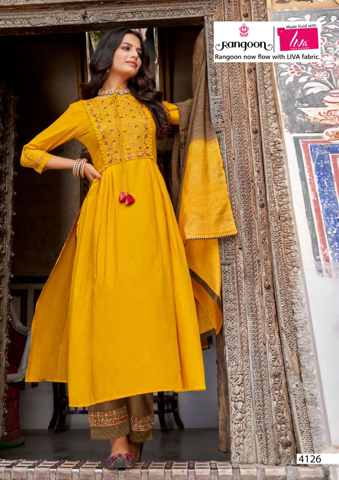 naira 4121-4126 series by rangoon stylish designer kurti new catalogue collection