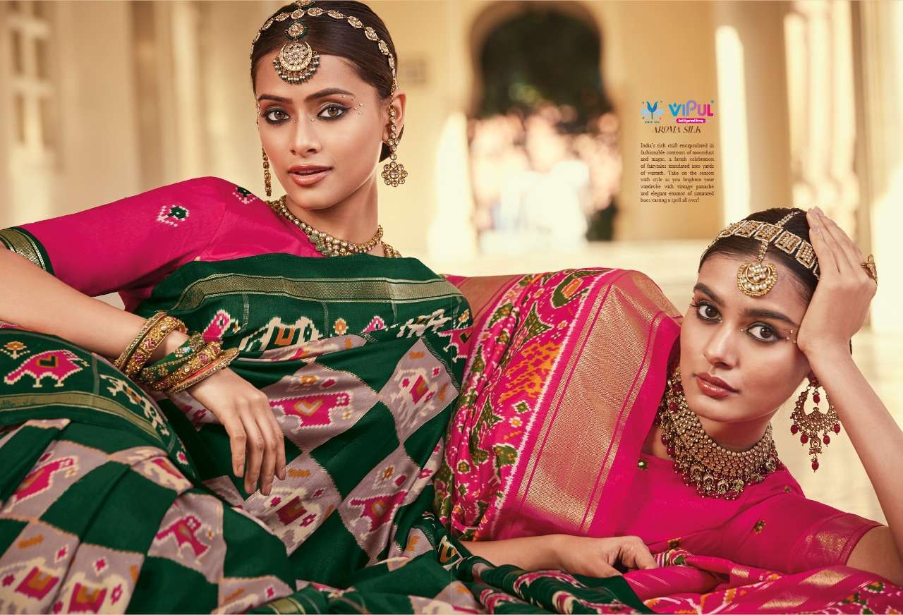 aroma silk by vipul fashion fancy designer saree latest catalogue online supplier surat 