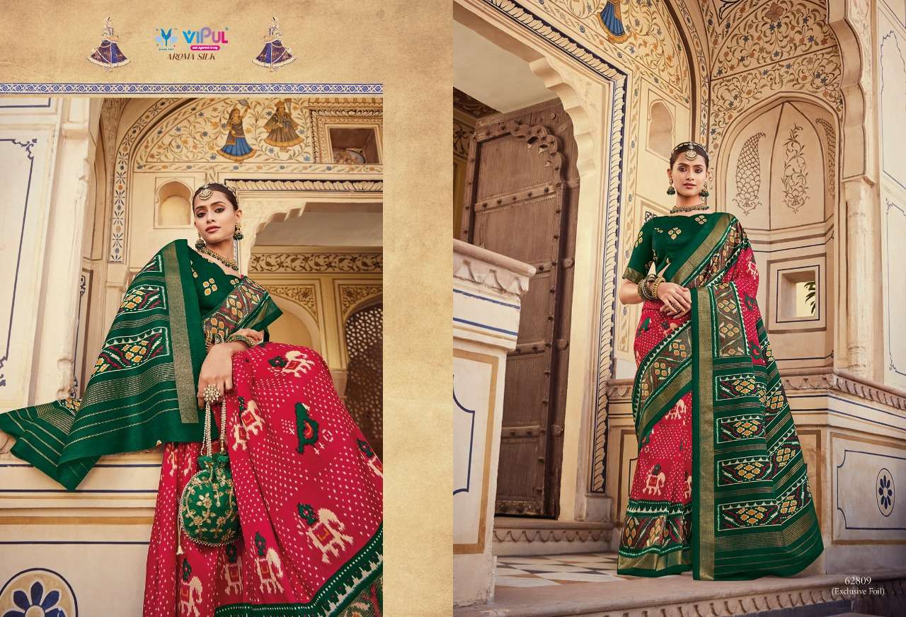 aroma silk by vipul fashion fancy designer saree latest catalogue online supplier surat 