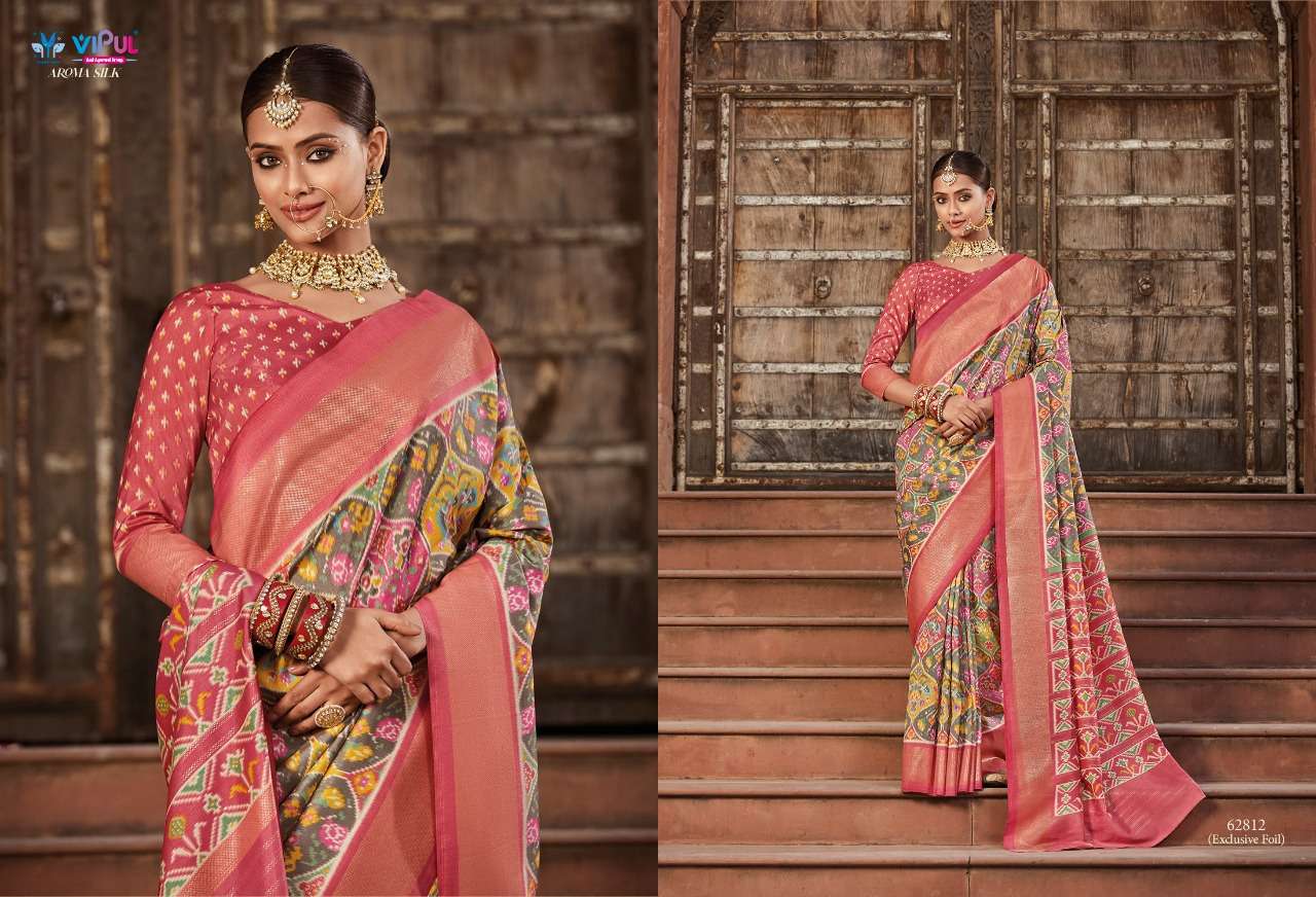 aroma silk by vipul fashion fancy designer saree latest catalogue online supplier surat 