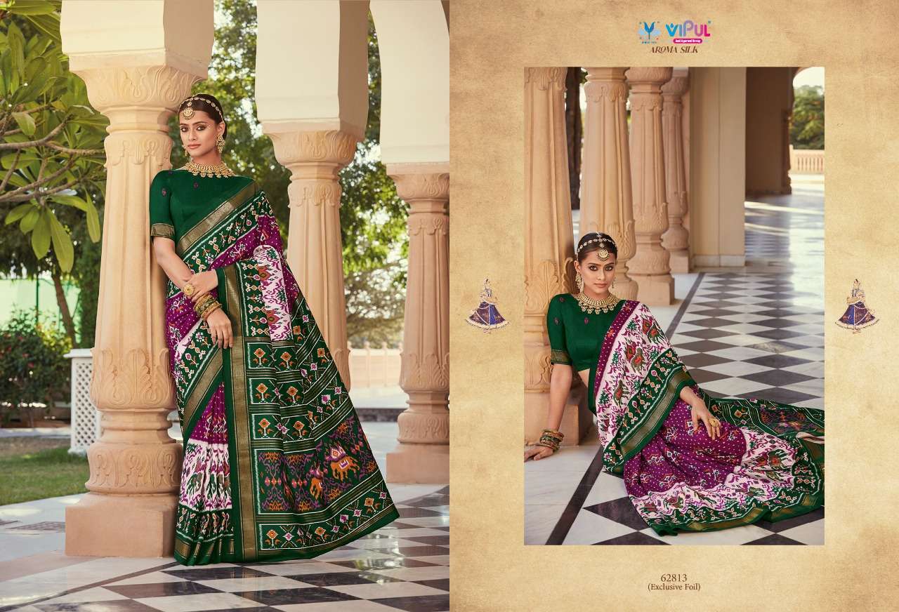 aroma silk by vipul fashion fancy designer saree latest catalogue online supplier surat 