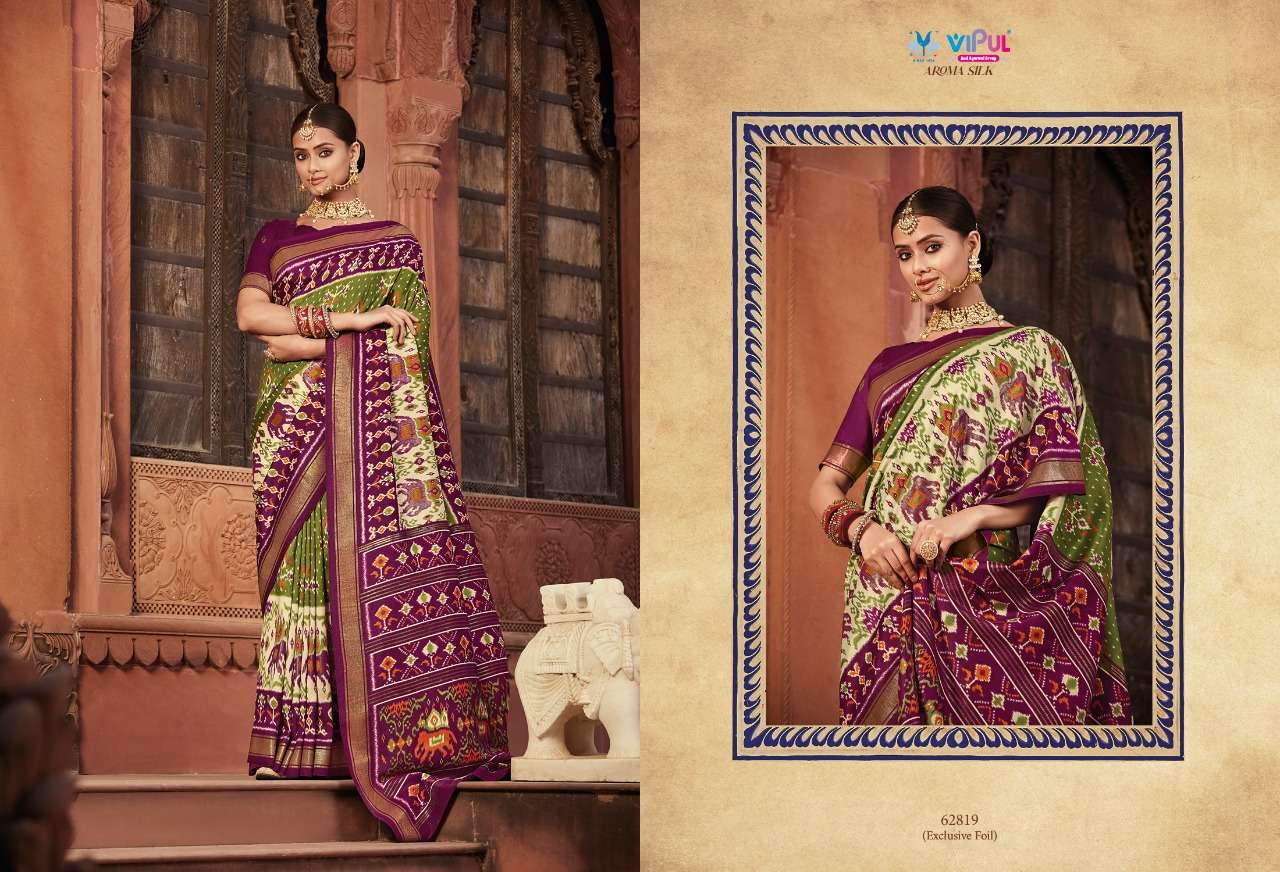 aroma silk by vipul fashion fancy designer saree latest catalogue online supplier surat 