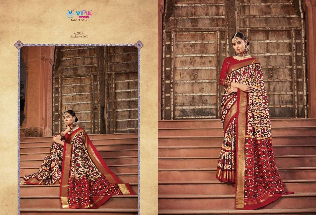 aroma silk by vipul fashion fancy designer saree latest catalogue online supplier surat 