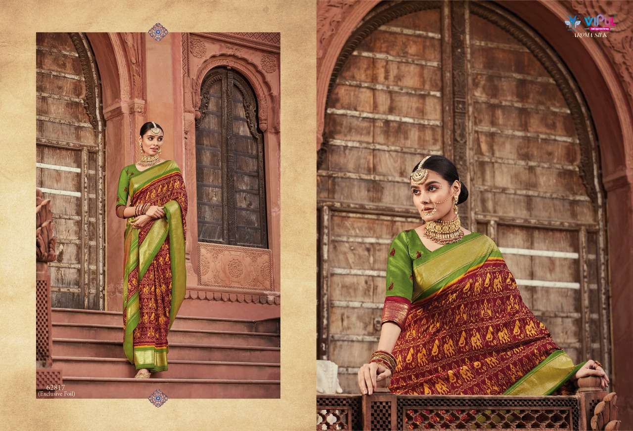 aroma silk by vipul fashion fancy designer saree latest catalogue online supplier surat 