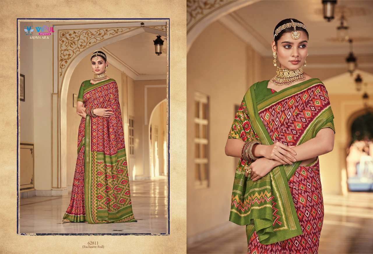 aroma silk by vipul fashion fancy designer saree latest catalogue online supplier surat 