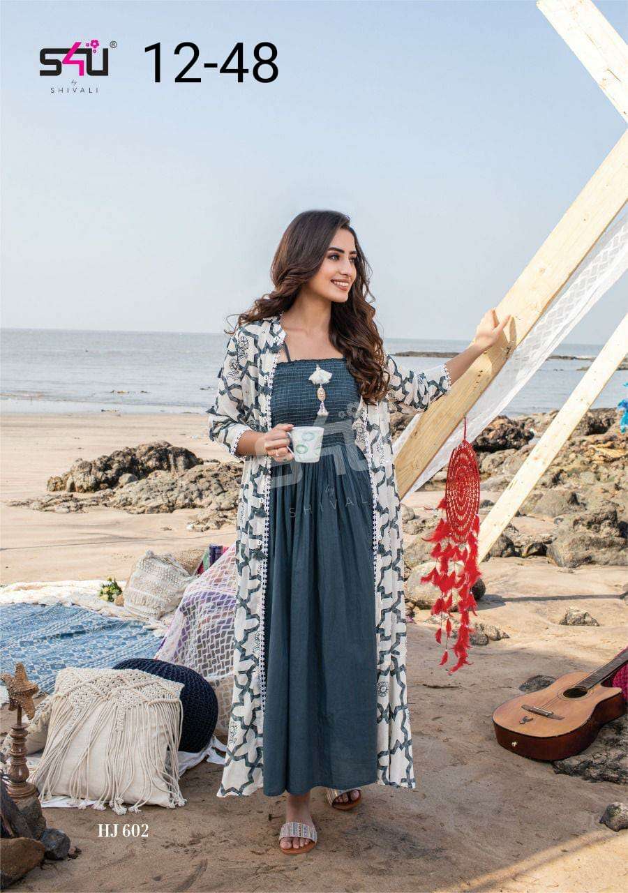 s4u 12-48 fancy designer jacket style ready to wear kurti size set 4 pcs catalogue online wholesaler surat