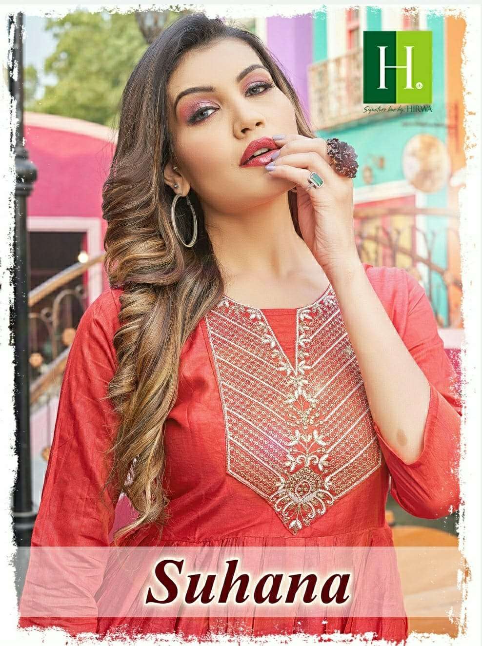 suhana by hirwa fancy designer flare style kurti catalogue collection 2022 
