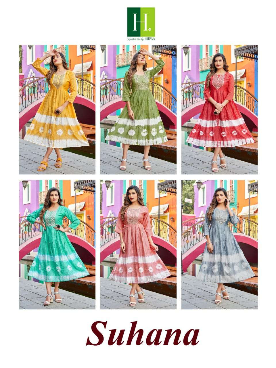 suhana by hirwa fancy designer flare style kurti catalogue collection 2022 