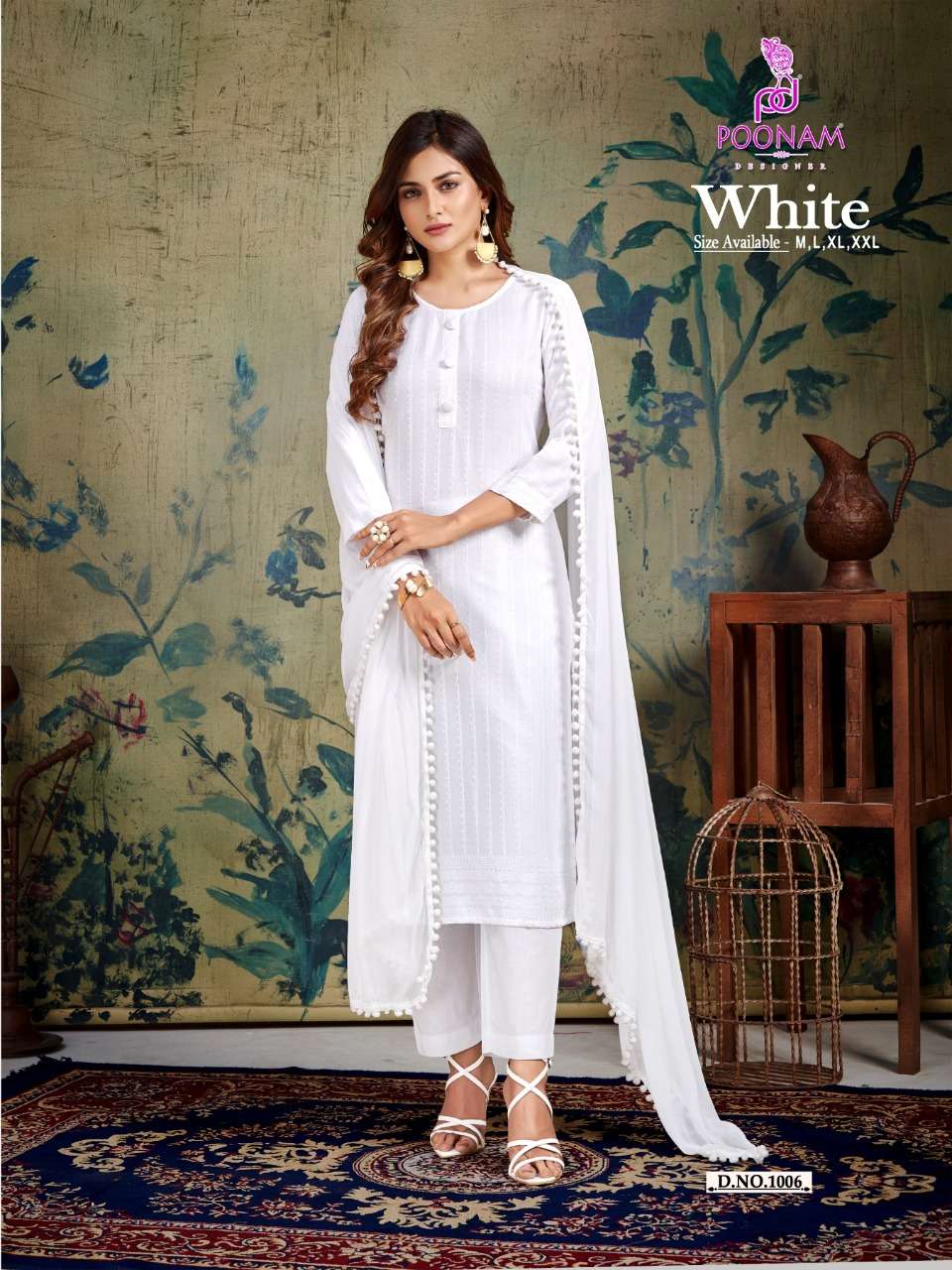 white by poonam designer exclusive designer kurti pant with dupatta catalogue 