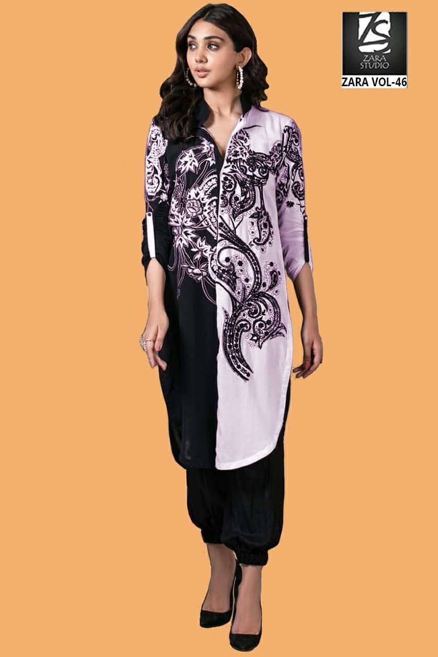  zara vol-46 by zara studio fancy look designer kurti catalogue manufacturer surat 