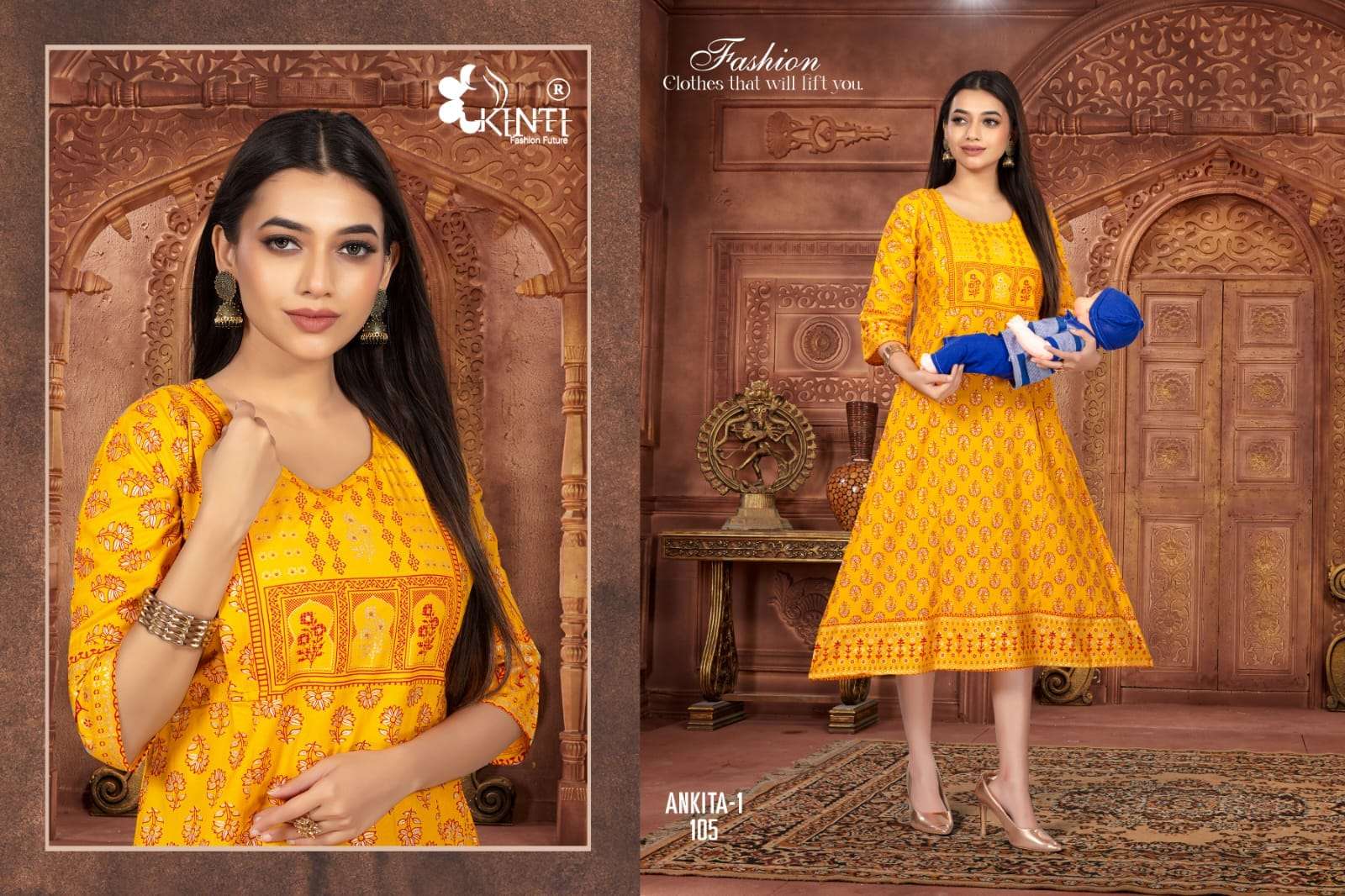 Golden Satin Embroidered Kurti Style Lehenga Latest 17206