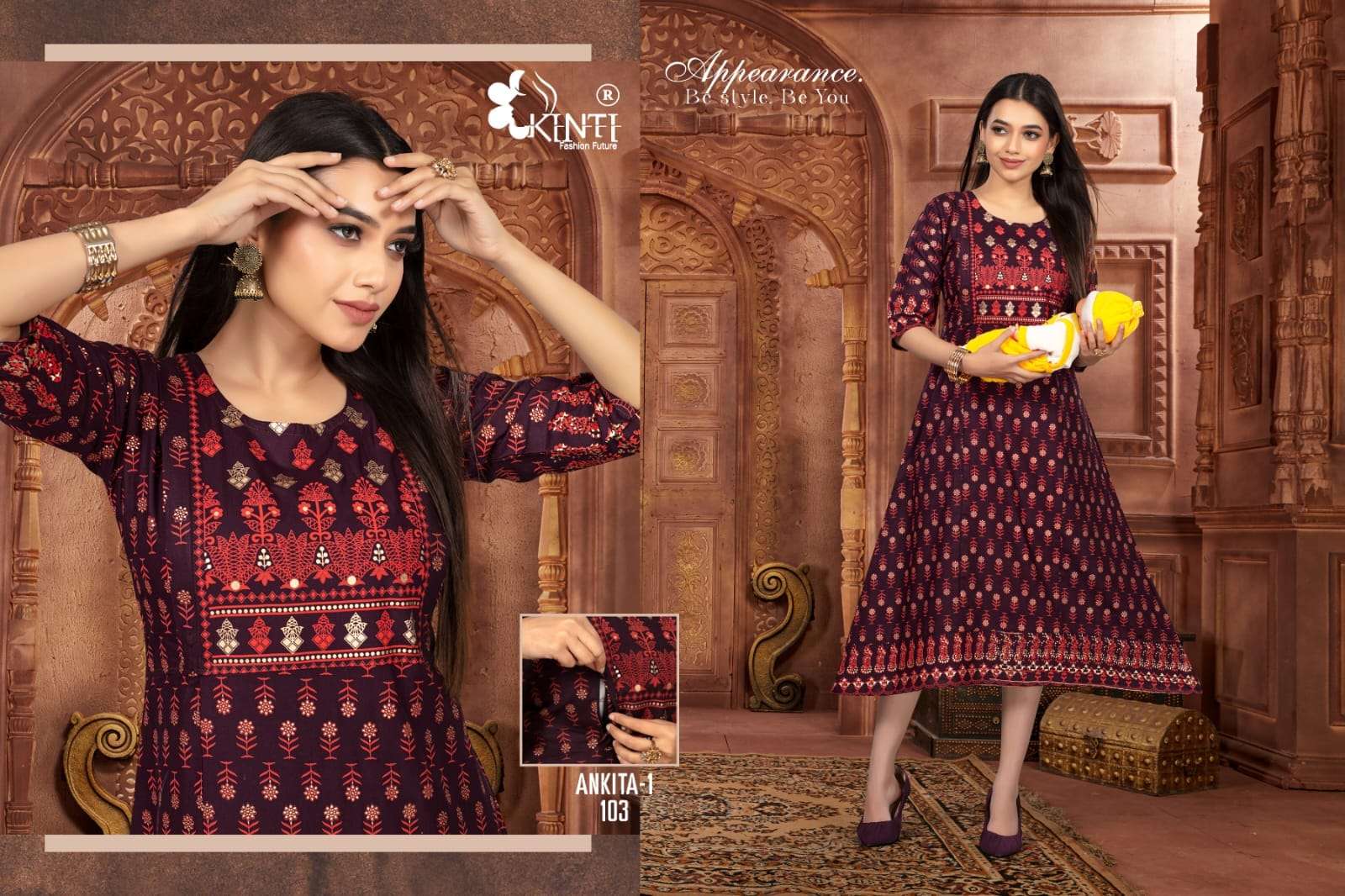 ankita vol-1 by kinti fashion fancy designer kurtis catalogue online wholesaler surat 