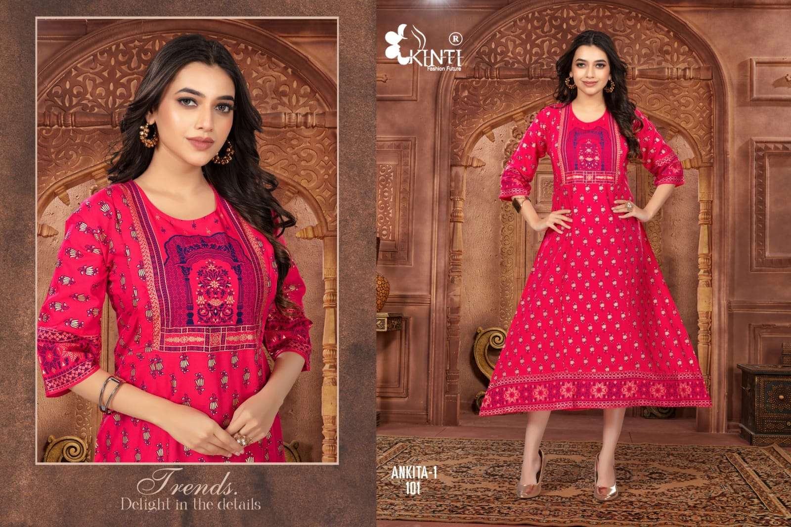 ankita vol-1 by kinti fashion fancy designer kurtis catalogue online wholesaler surat 