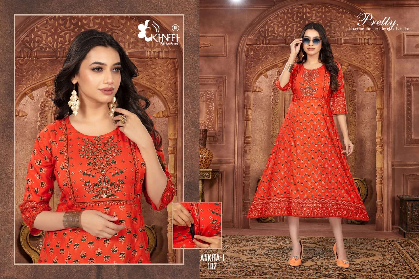 ankita vol-1 by kinti fashion fancy designer kurtis catalogue online wholesaler surat 