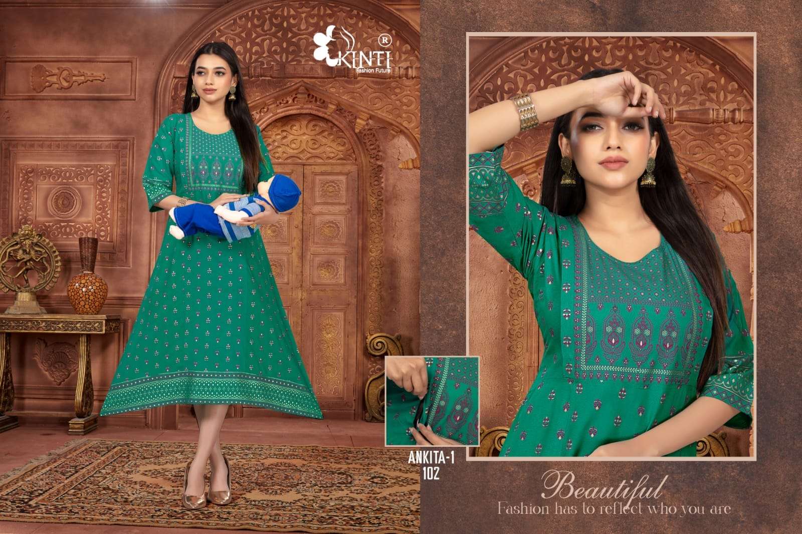 ankita vol-1 by kinti fashion fancy designer kurtis catalogue online wholesaler surat 
