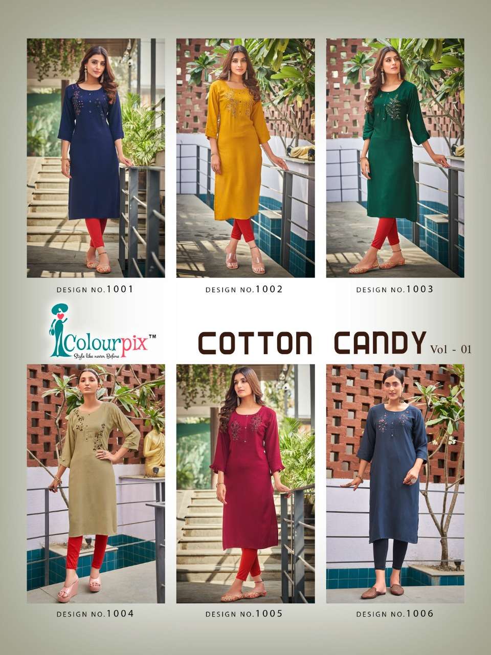 cotton candy vol-1 by colourpix fancy viscose rayon kurtis catalogue manufacturer surat 