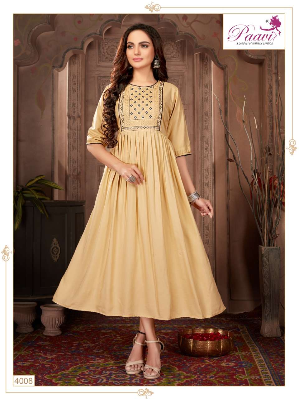 falak vol-4 by paavi flare style designer kurti catalogue wholesaler surat 