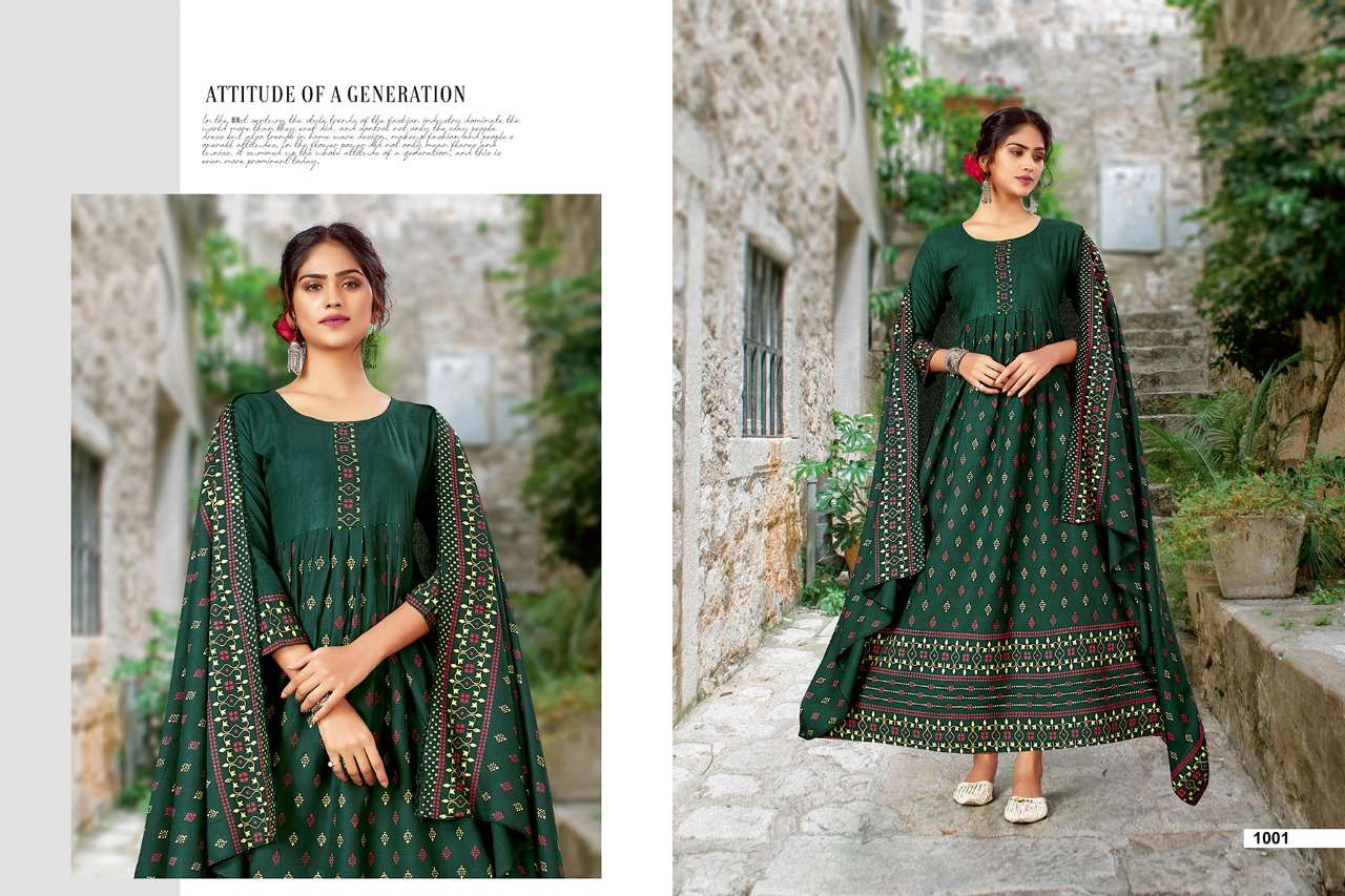 jannat by jinesh nx designer long kurti with dupatta catalogue wholesaler surat 