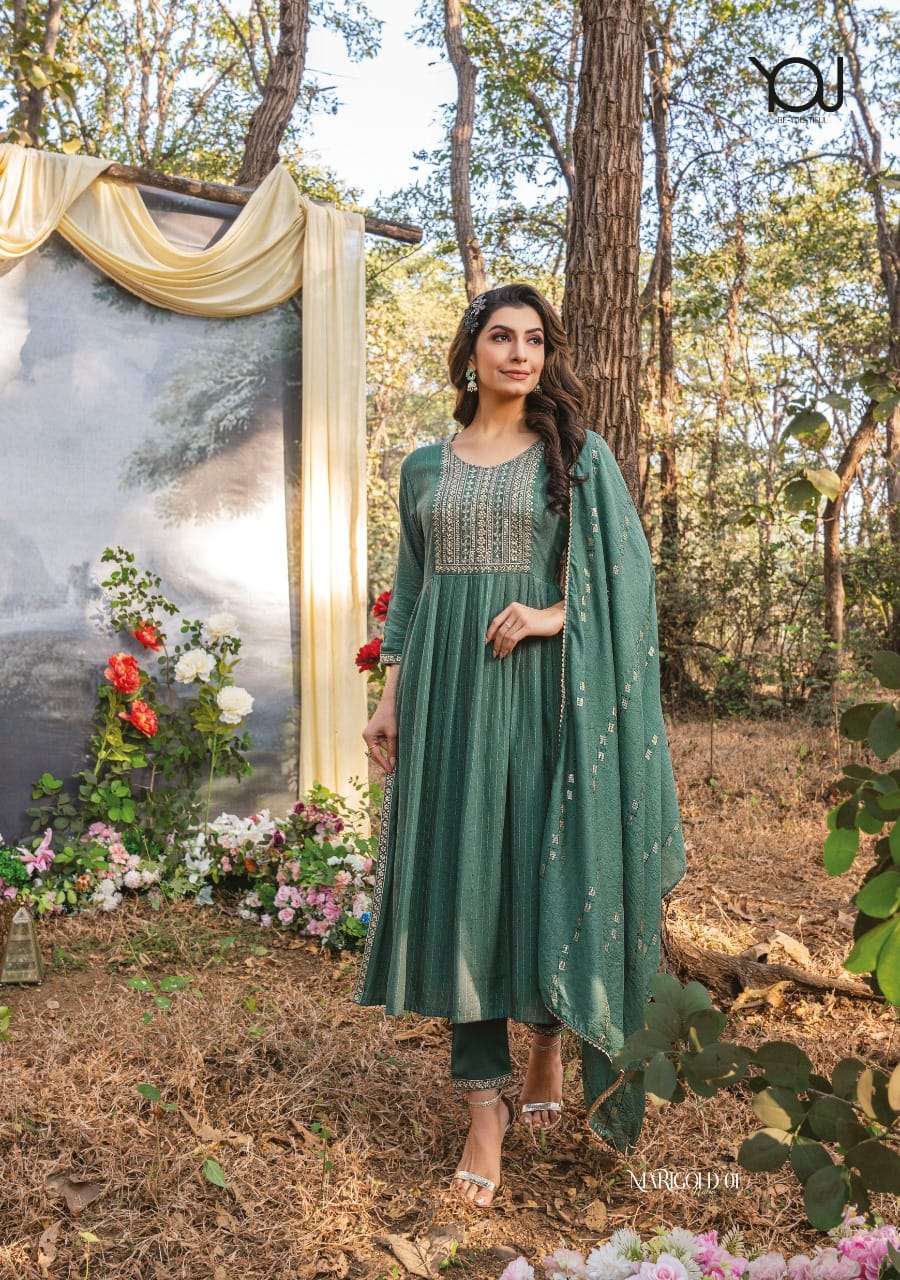 marigold naira by wanna exclusive designer kurti pant and dupatta