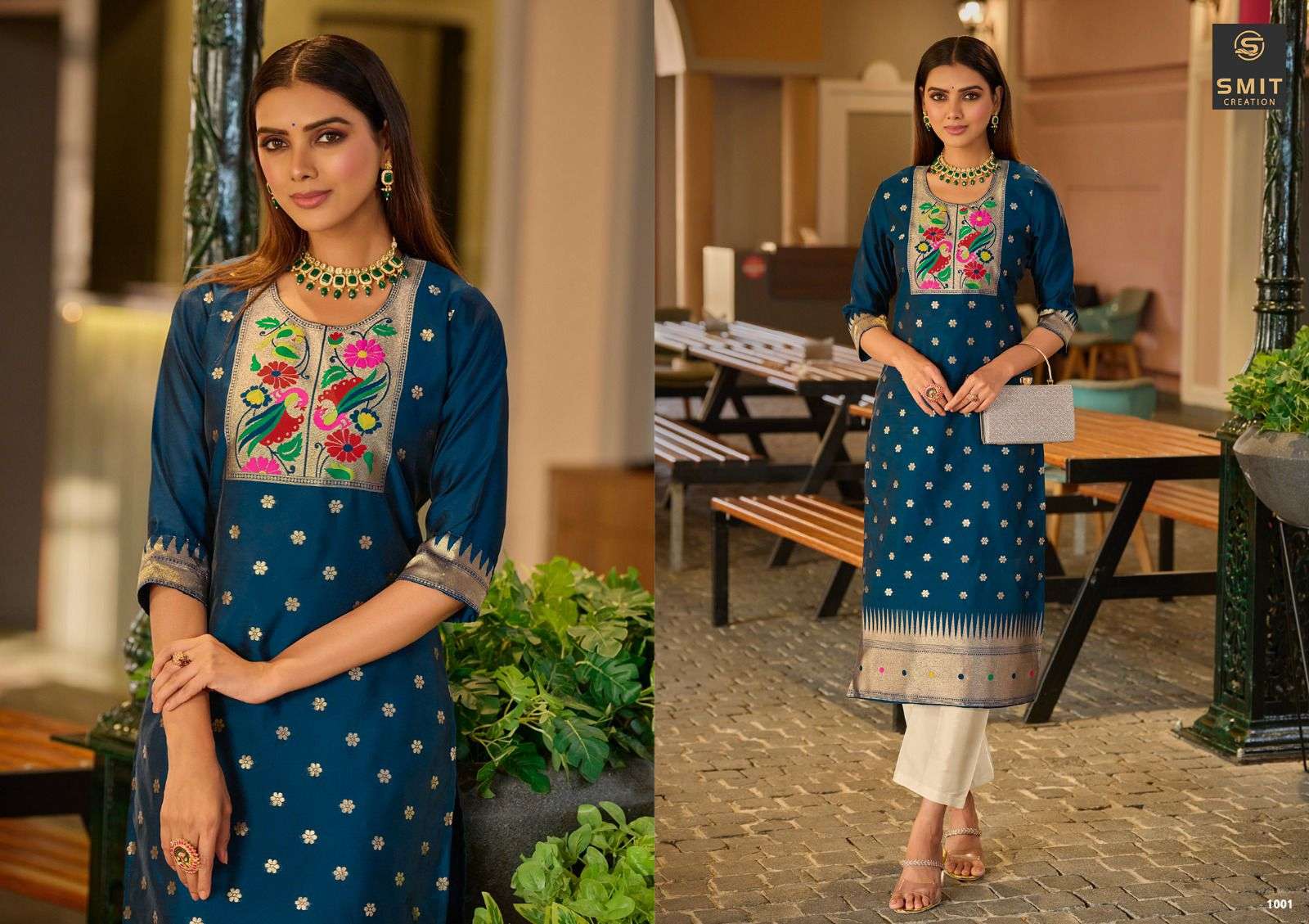  maya by smit creation pure tapela silk with paithani pattern designer kurtis new catalogue 