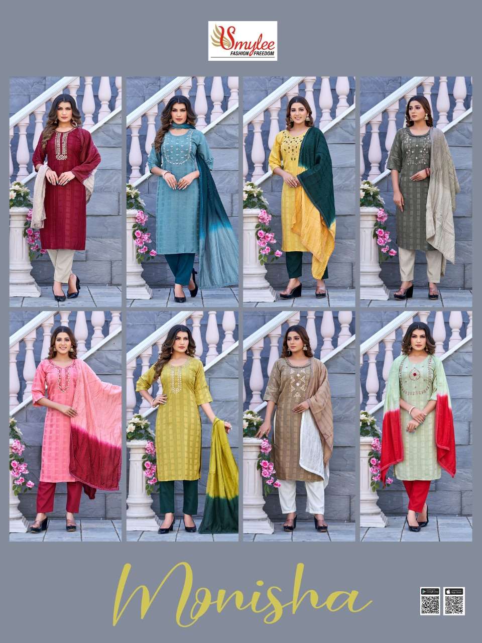 monisha by smylee fashion classy looks designer kurti catalogue wholesaler surat 