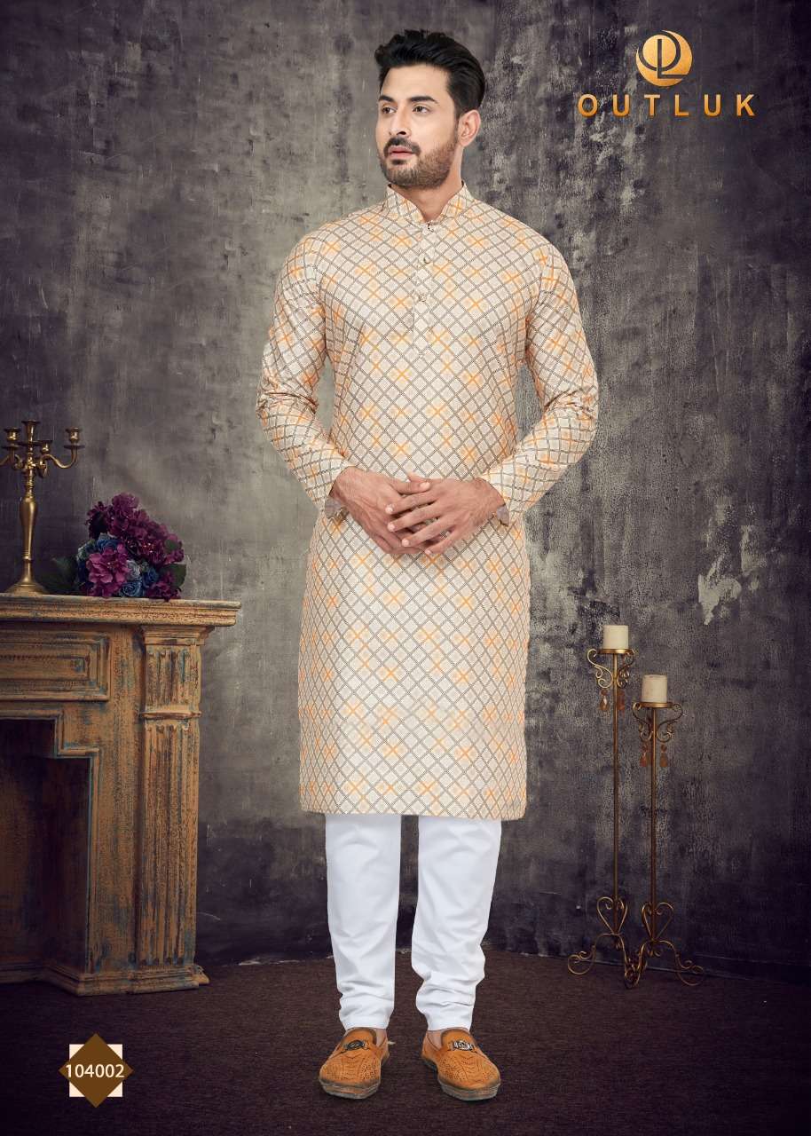 outluk vol-104 by outluk fancy designer kurta with payjama set new catalogue surat 