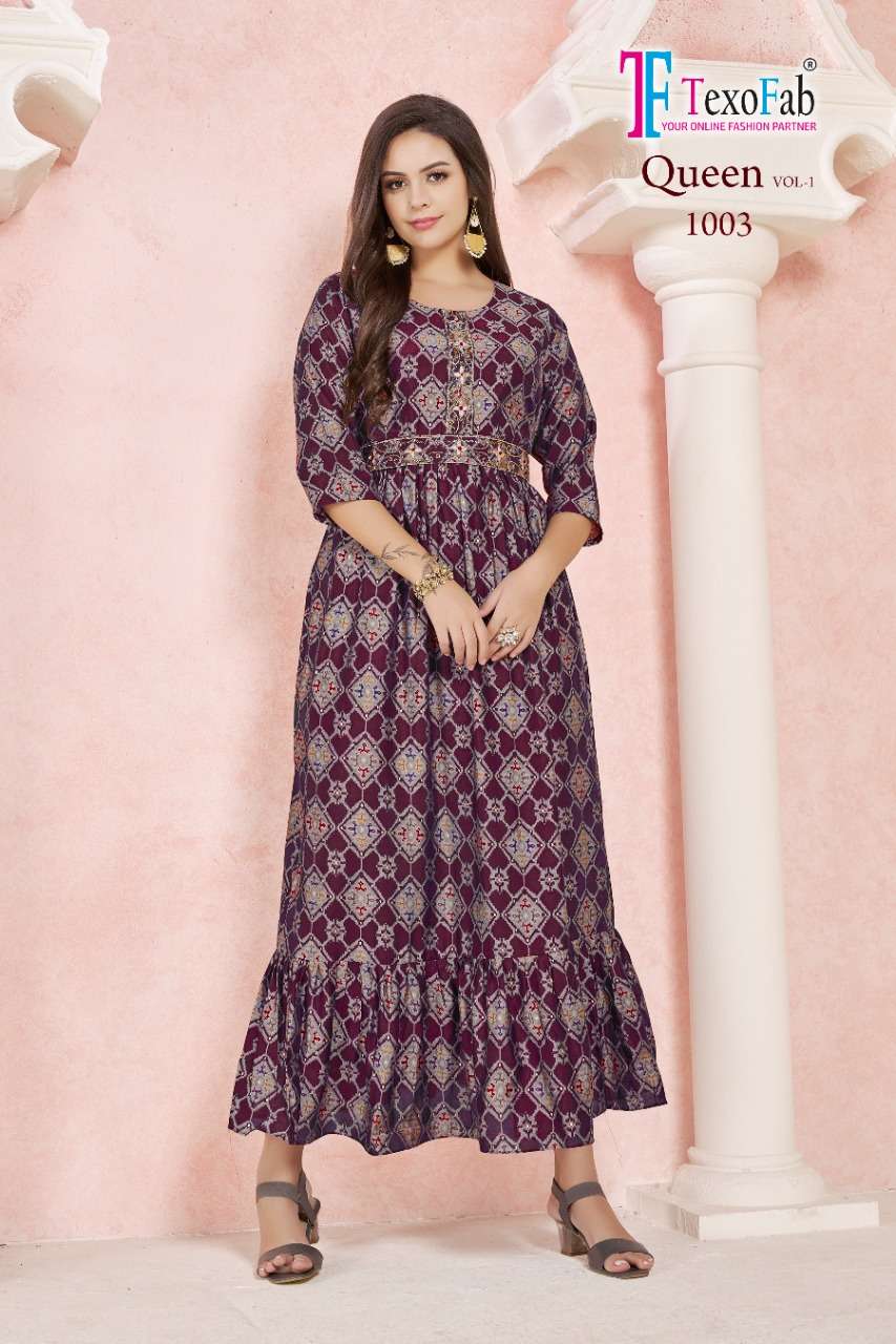 queen vol-1 by texofab trendy designer gown catalogue wholesale price surat