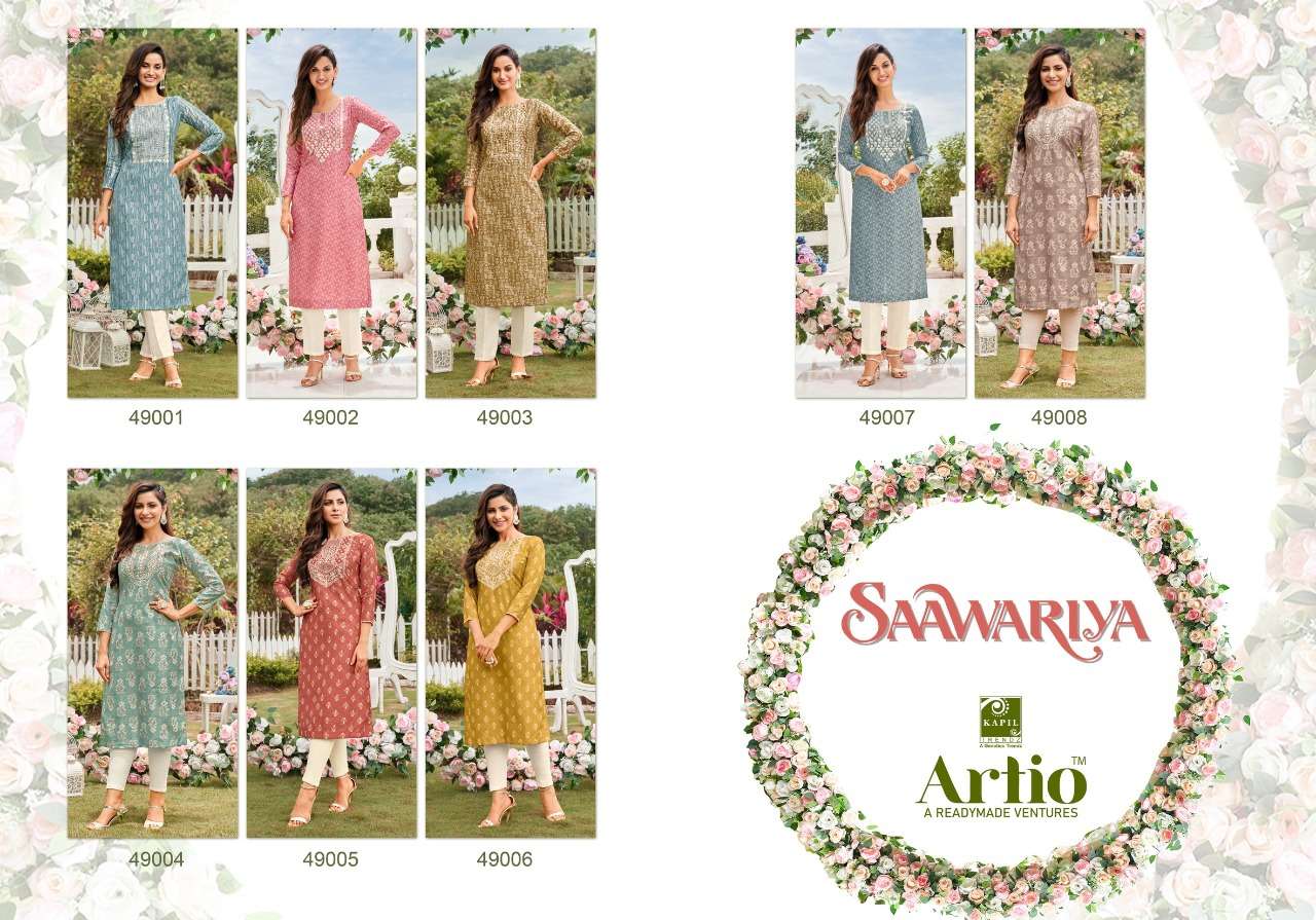 saawariya by artio fancy designer kurtis catalogue manufacturer surat