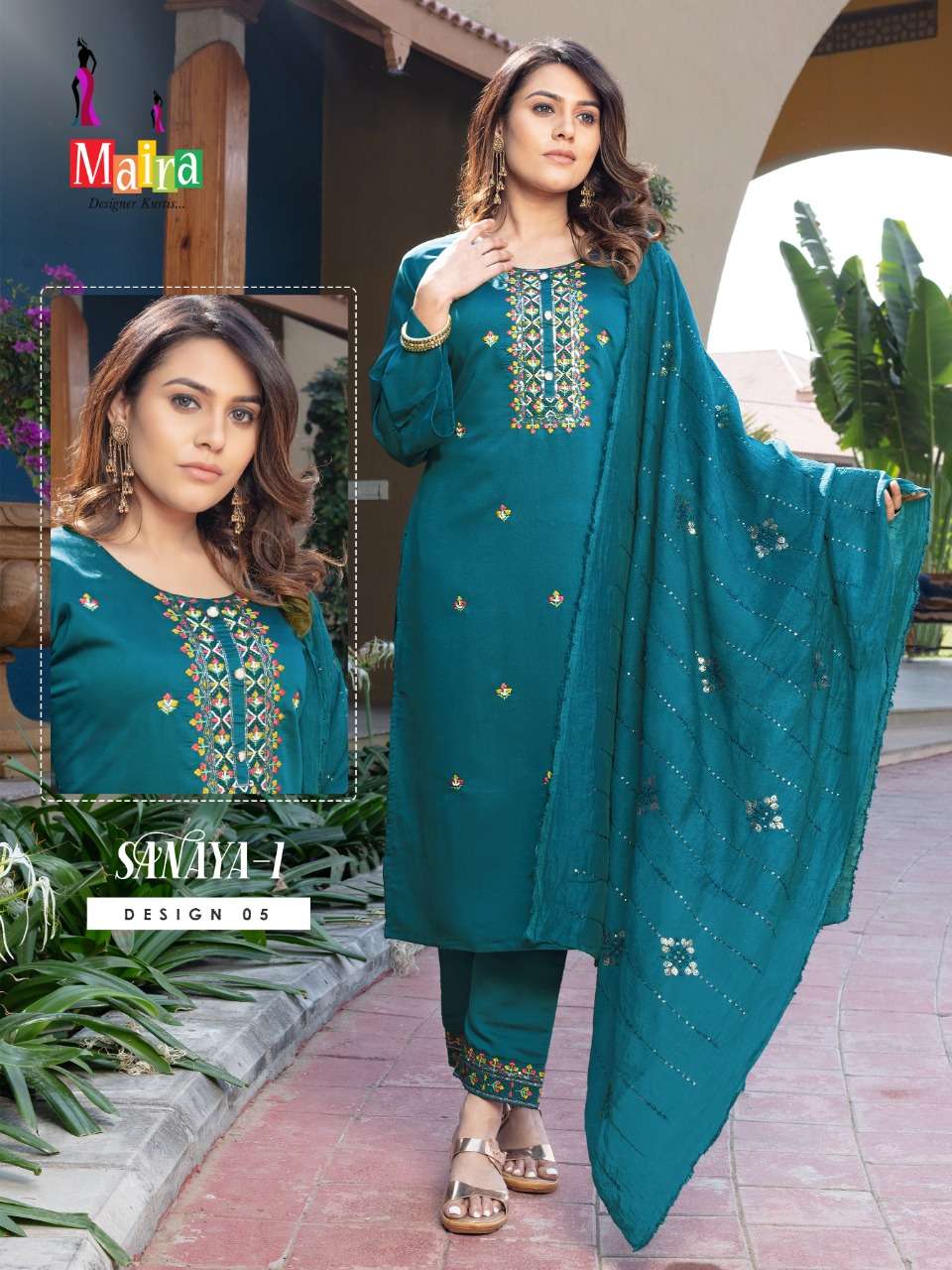 sanaya vol-1 by maira designer designer top botton with dupatta catalogue wholesaler surat 