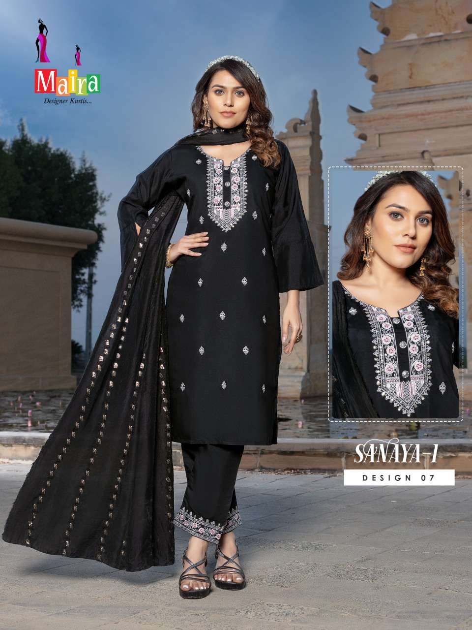 sanaya vol-1 by maira designer designer top botton with dupatta catalogue wholesaler surat 