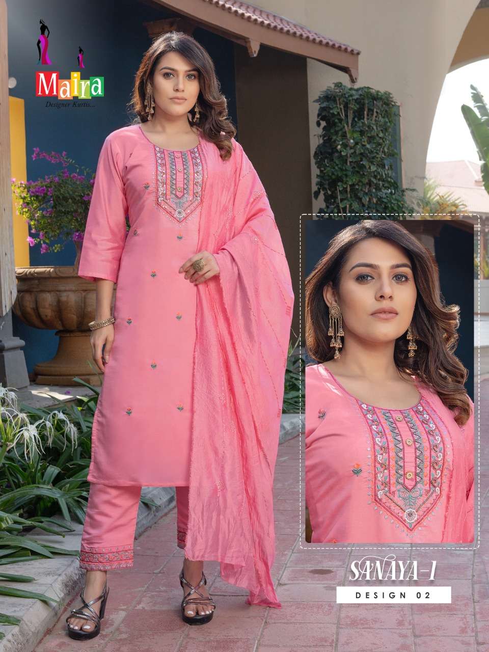 sanaya vol-1 by maira designer designer top botton with dupatta catalogue wholesaler surat 