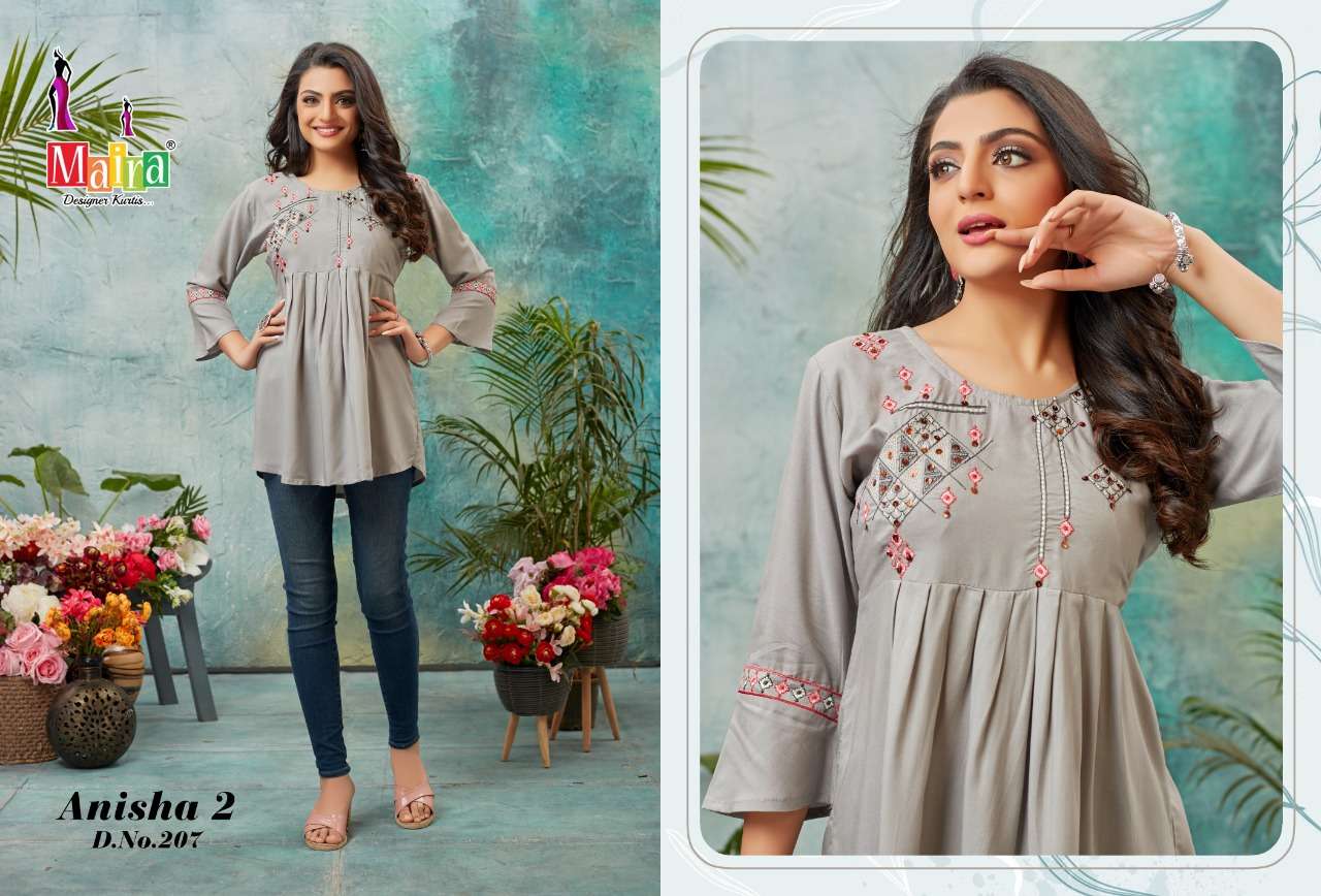 anisha vol-2 by maira designer trendy designer short tops catalogue online dealer surat