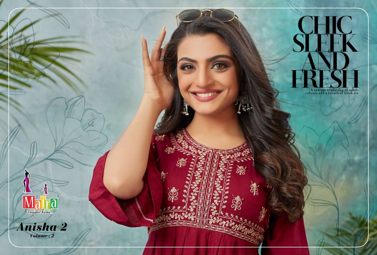 anisha vol-2 by maira designer trendy designer short tops catalogue online dealer surat