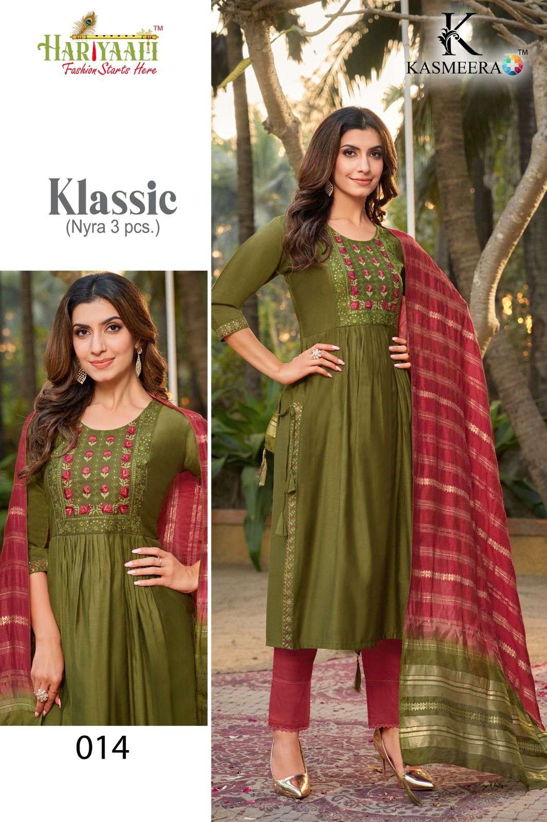 klassic by kasmeera top with bottom and dupatta catalogue online dealer surat 