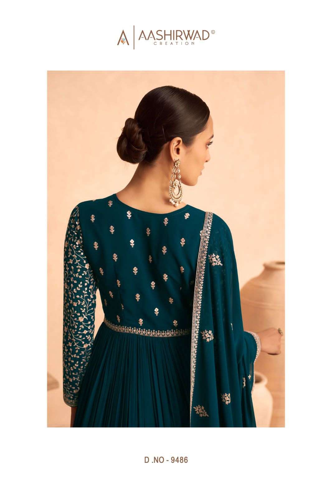 leela by aashirwad creation real georgette designer party wear gown with dupatta latest catalogue 