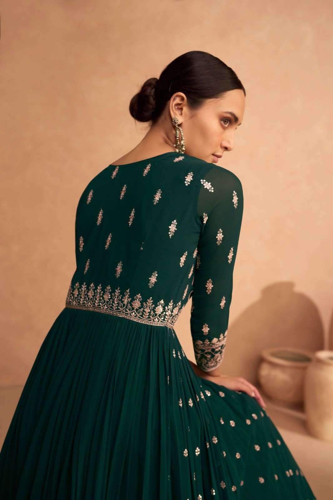 leela by aashirwad creation real georgette designer party wear gown with dupatta latest catalogue 