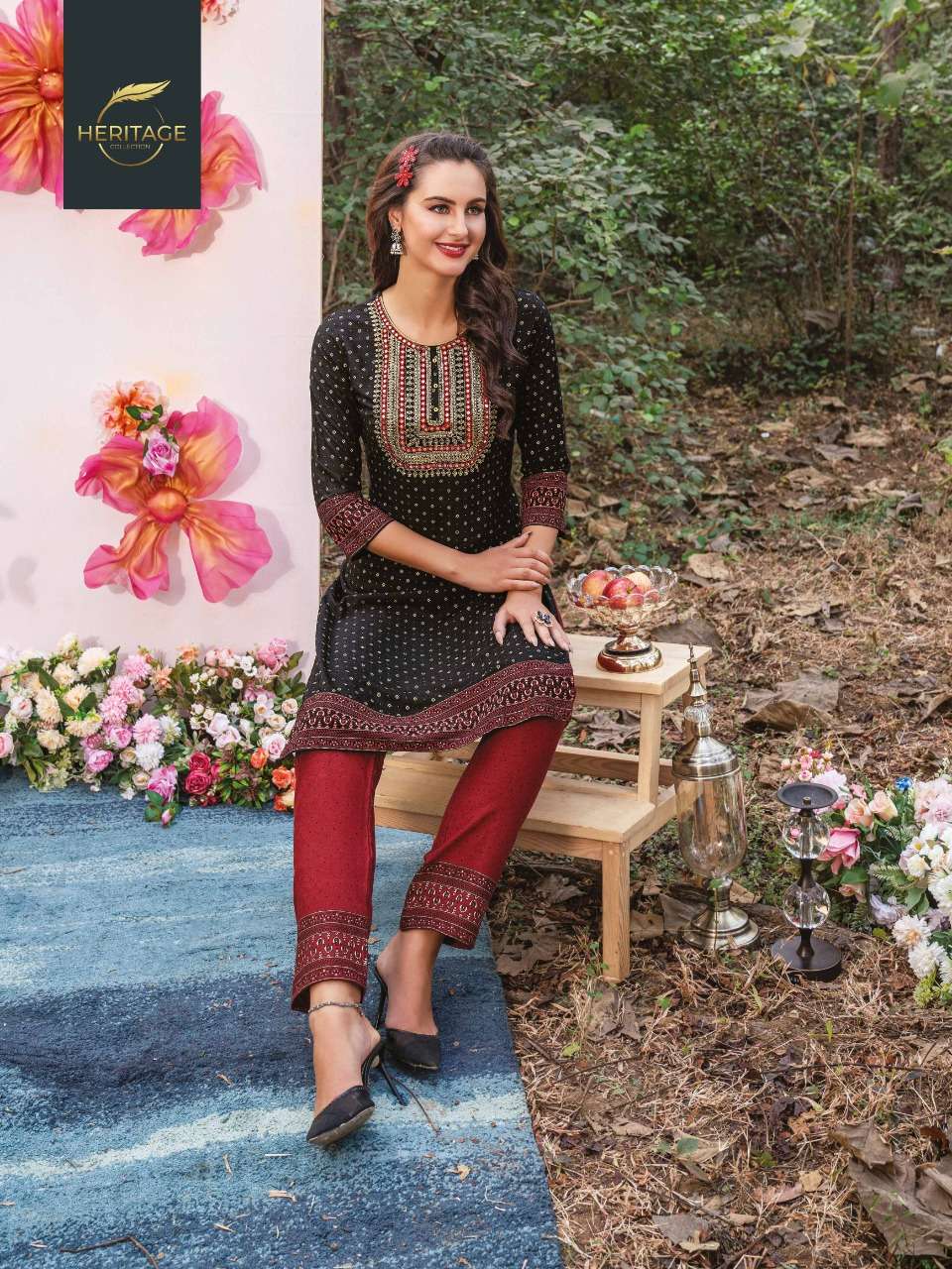 luxe vol-4 by heritage collection fancy designer kurtis catalogue online supplier surat 