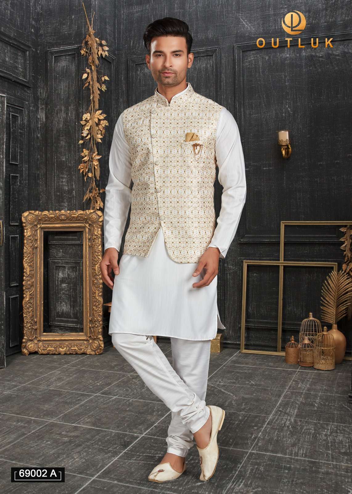 outluk vol-69 by outluk designer koti set with digital print and lucknowi work jacket catalogue surat