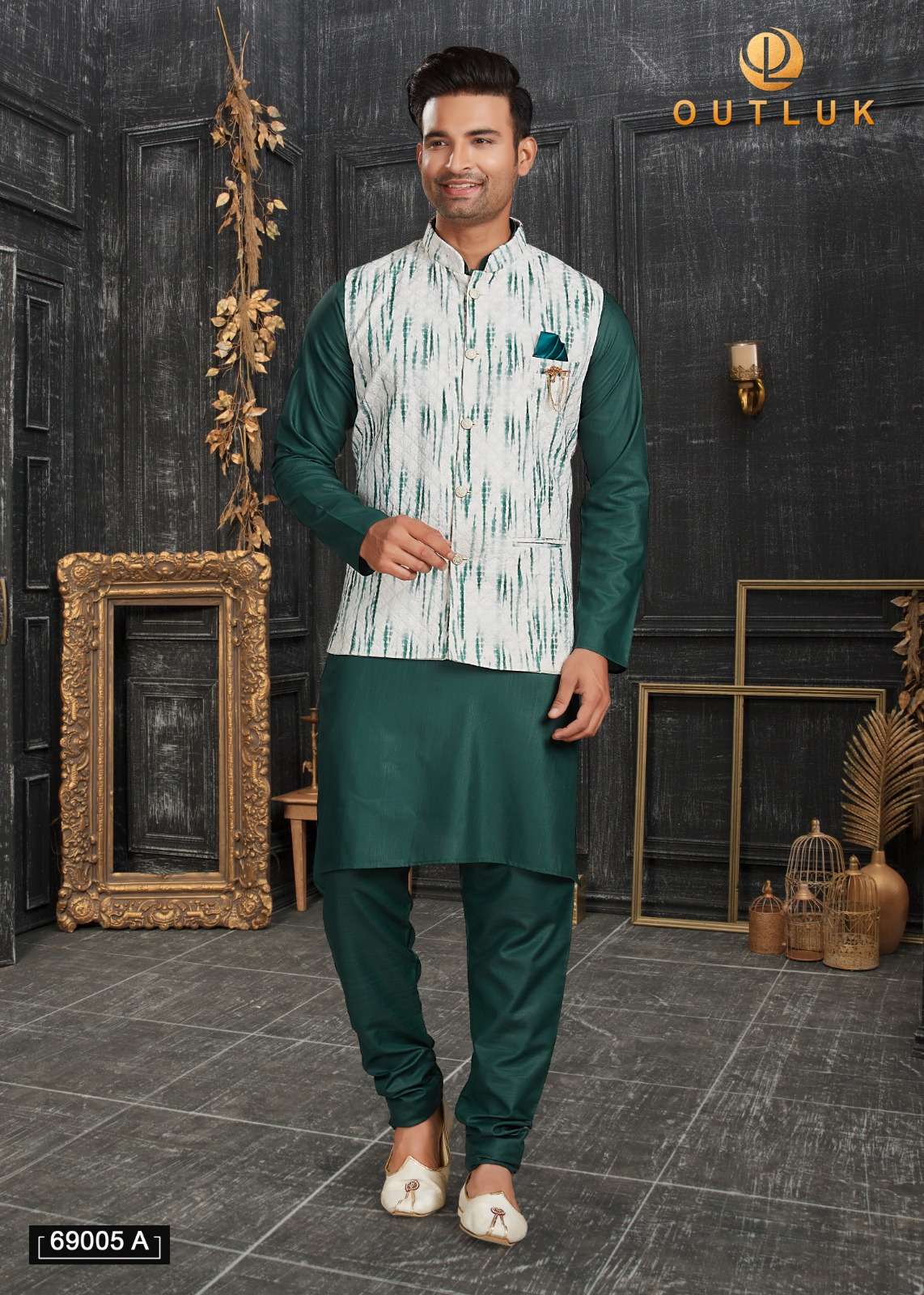 outluk vol-69 by outluk designer koti set with digital print and lucknowi work jacket catalogue surat