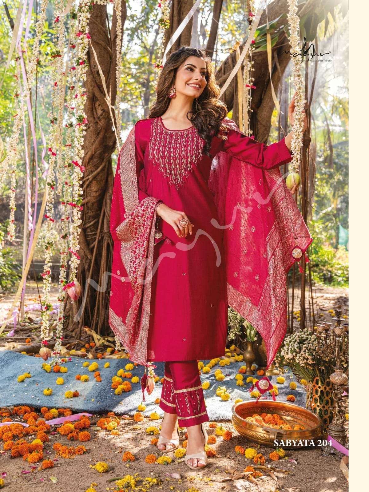 Mayur Sabhyata Fancy Readymade Silk Kurti Pant Dupatta Set Collection