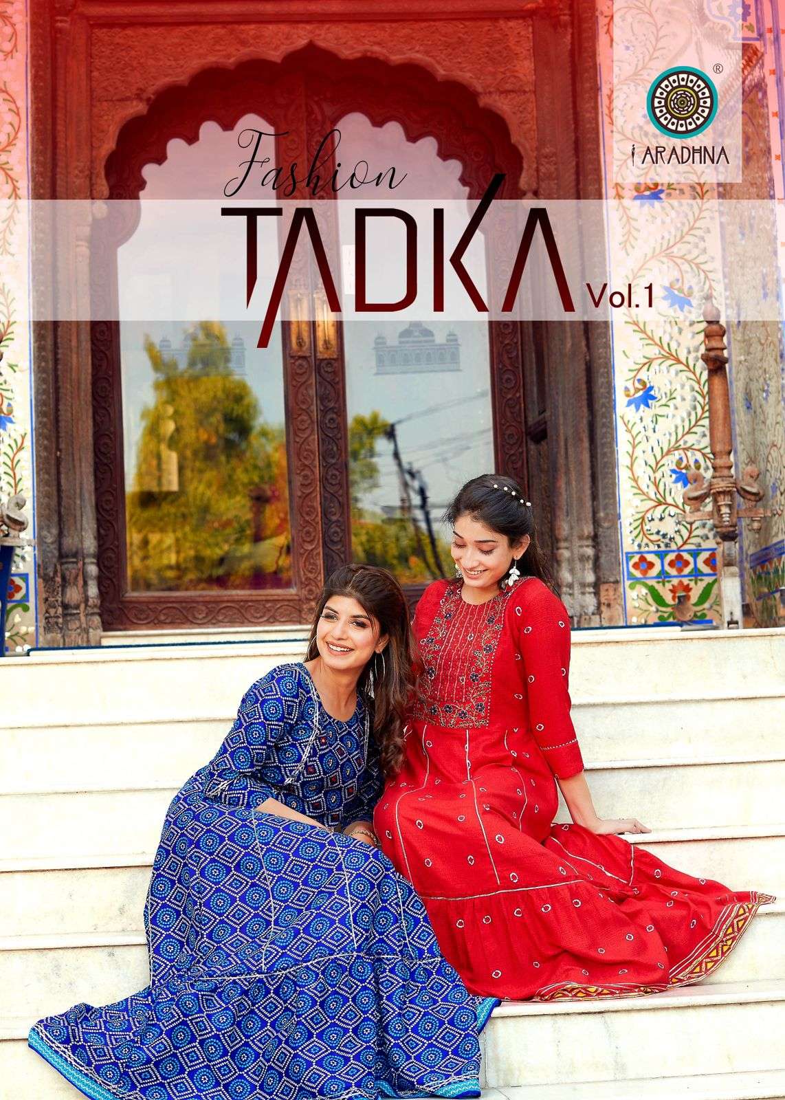 fashion tadka vol-1 by aradhna shibori rayon print with embroidery work designer kurtis latest catalogue surat