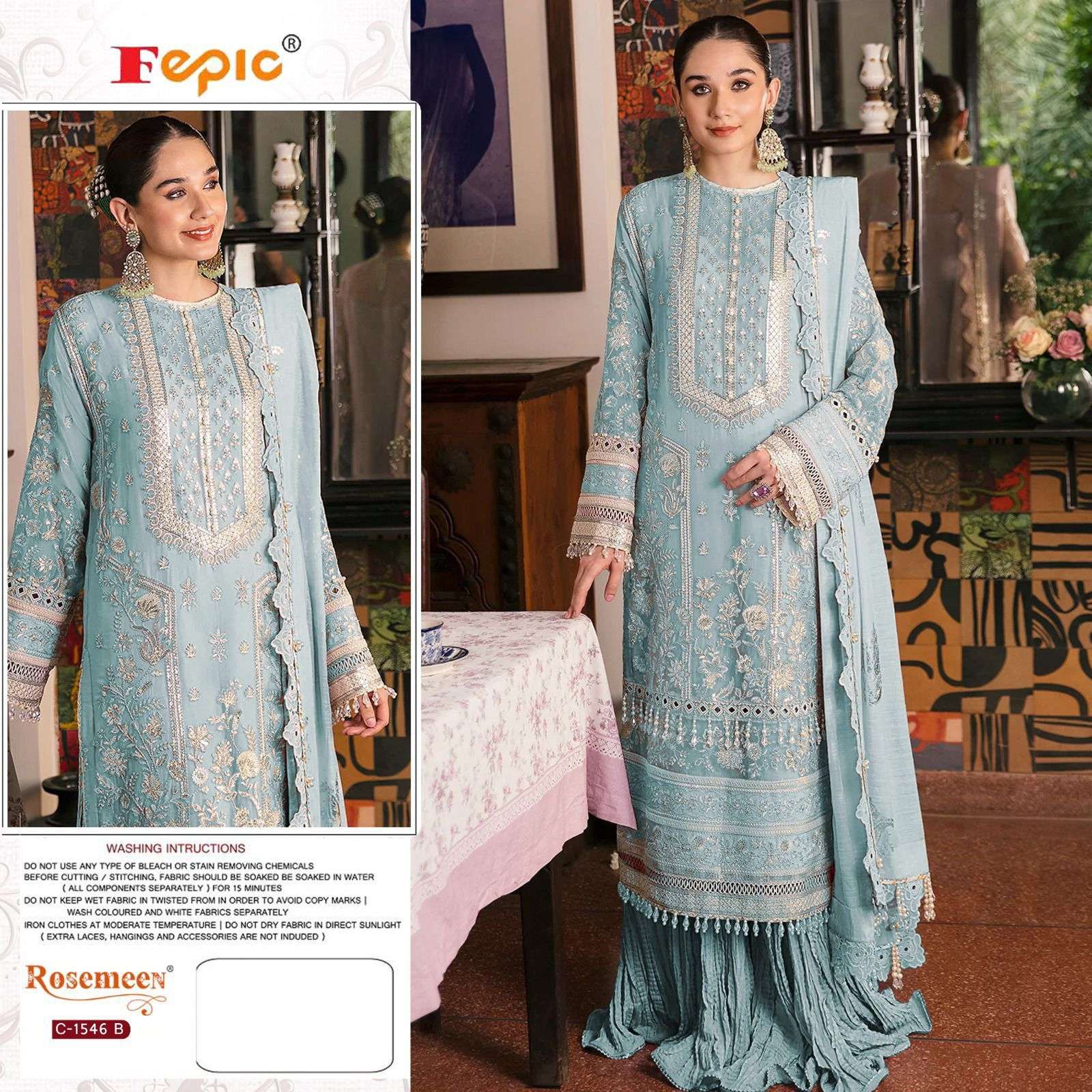 fepic rosemeen c 1546 exclusive designer party wear organza unstich suits online best rate surat